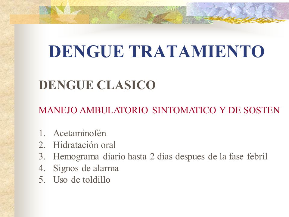 como tratar el dengue hemorragico